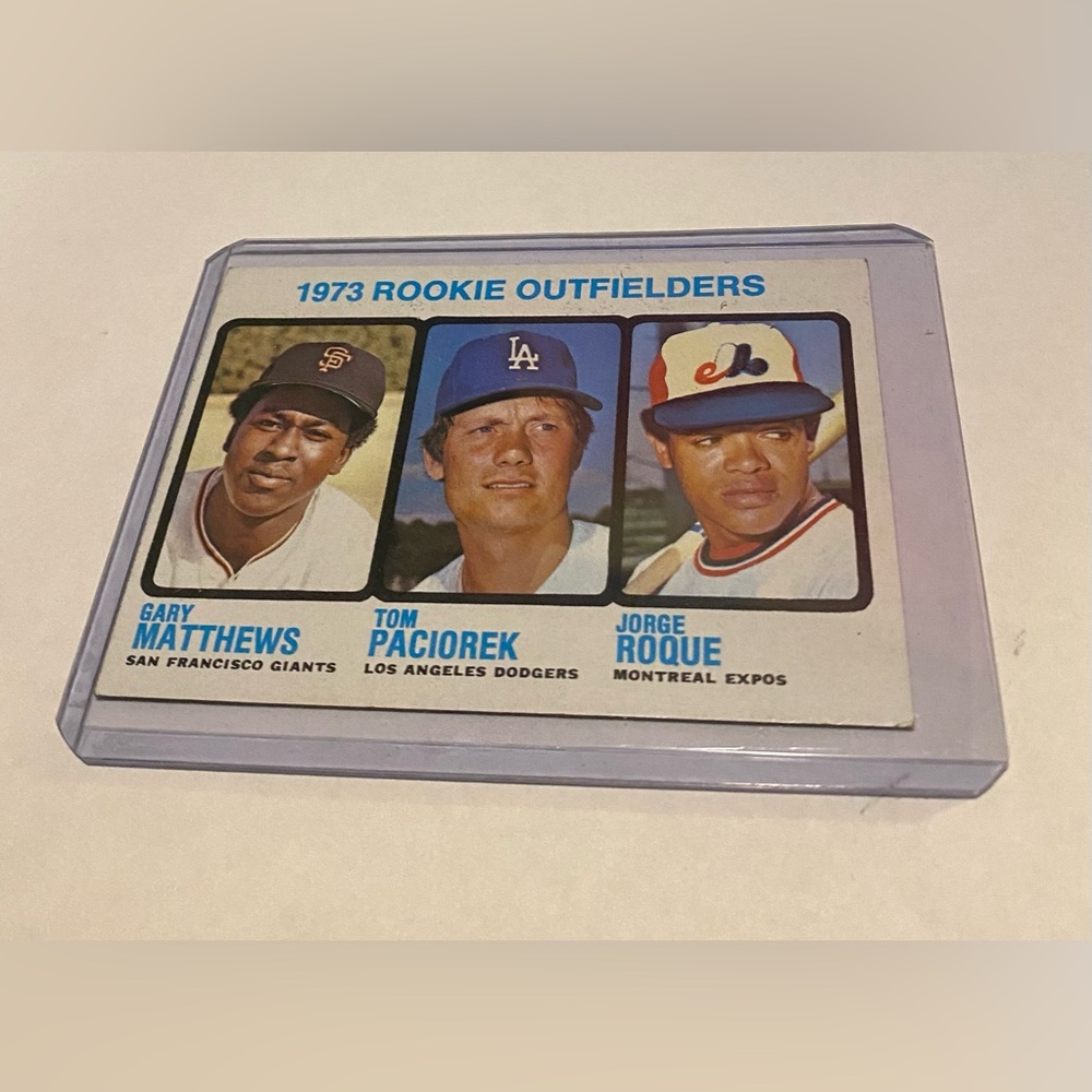 Gary Matthews/Tom Paciorek/Jorge Roque 1973 RC Rookie Topps Baseball Card